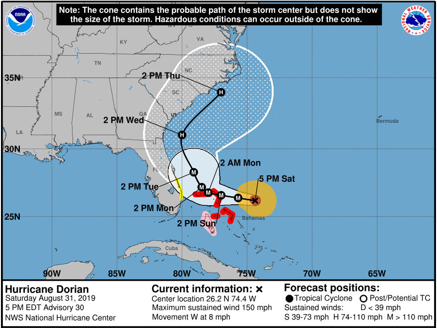 Pinellas outside Dorian’s forecast cone, residents asked to stay vigilant